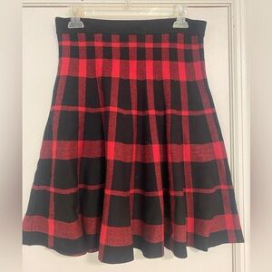 Grace Elements Plaid Knit Flare Skirt, Size: Medium